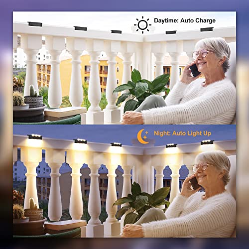 Solpex lámparas solares para exterior, 16 piezas, luz de escalera blanca, luces solares impermeables, iluminación LED para escaleras exteriores, escalones, valla, jardín, patio, decoración (Negro) - imagen 10