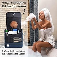 DELAWAY XXL Kulturbeutel zum Aufhängen [Design 2025] Große Kulturtasche für Damen, Herren mit Kofferhalterung und separatem Nassfach - Waschtasche für Männer & Frauen (Dunkelblau Neu) – Ansicht 4