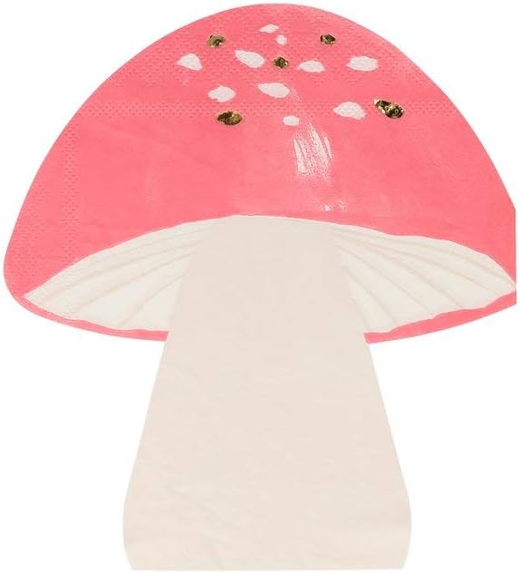 Meri Meri Fairy Mushroom Napkins (Pack of 16), Thick & Absorbent 3-Ply Paper Fairy Napkins, Disposable