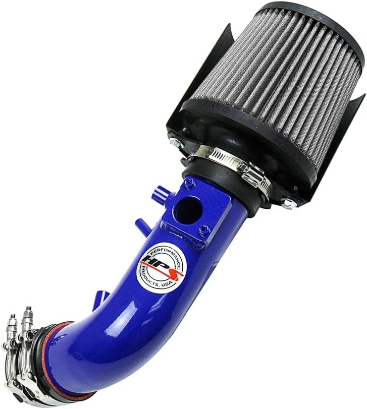 HPS Performance Blue Shortram Air Intake Kit + Heat Shield Cool Ram Compatible for 2007-2009 Honda CR-V 2.4L, 827-588BL