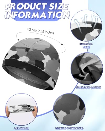 Image of 9 Pcs Cooling Skull Cap Camo Liner Sweat Wicking Lightweight Cycling Cap Running Hat for Men Women