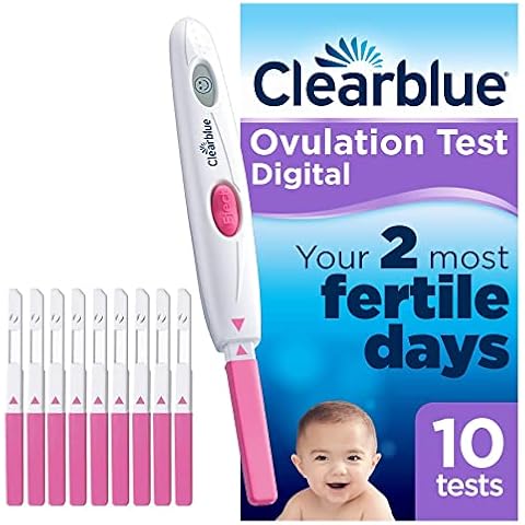 Digital Ovulation Test Kit (OPK) - Clearblue, Proven To Help You Get Pregnant, 1 Digital Holder And 10 Ovulation Tests Cover
