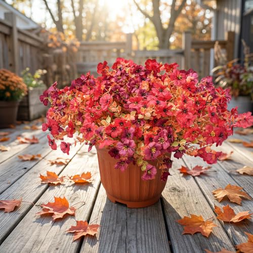 UJROQI Artificial Violet Mums Flowers for Autumn Outdoor Decor, 12-Stem Multi Pack Faux Fall Flowers for Front Porch, Patio, Garden & Large Planters, Fade Resistant Silk Fake Flowers - image 4