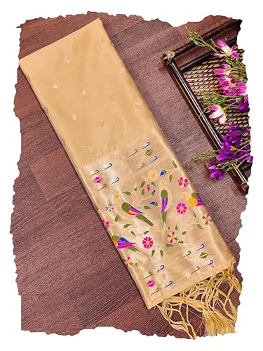 Image of DEVANGI Women's Woven Paithani Banarasi Silk Dupatta /Chunni For Women, Floral Print 1 Meter Wide and 2.3 Meter Length Printed Designer Dupatta /Chunni For Girls
