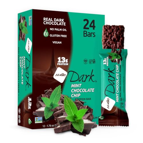 Image of NuGo Dark, Mint Chocolate Chip, 13g Vegan Protein Bar, Gluten Free, 24 CT