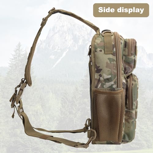 Image of Rover Sling Pack Tactical Shoulder Sling Bag Backpack with Bottle Holder Crossbody Chest Bag, Camouflage