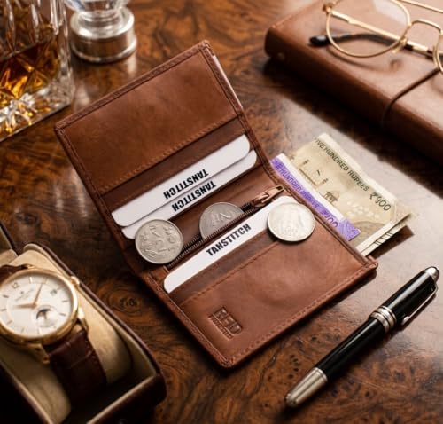 Image of TANSTITCH Slim Leather Wallet || Small,Compact, Minimalist & Thin Wallet || RFID Protected || Front Pocket Carry (Tan)