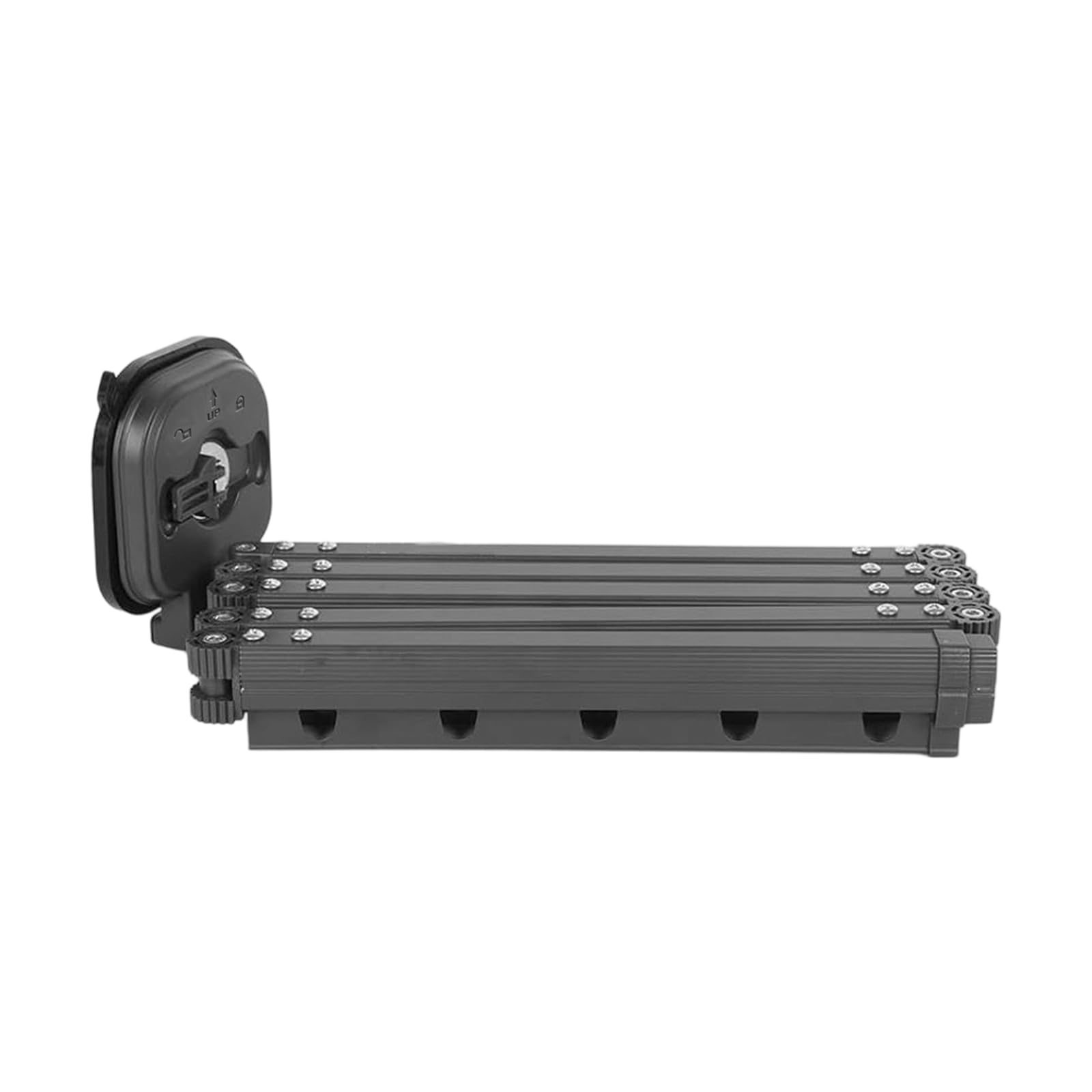 5-Fach faltbarer Wandwäschetrockner(5*34 cm) Wäscheständer Ausziehbar Kleiderstange mit 25 Standard-Hänge Löchern Halten und Vakuum-Saugnapf Handtuchhalter aus Aluminium Legierung für Balkon