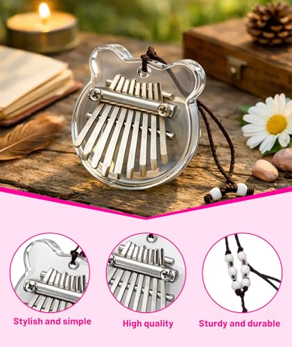 Image of Mini Thumb Piano, Transparent Bear-Shaped 8-Note Musical Instrument for Beginners, Portable Hand Piano for Music Lovers, Ideal Gift for Birthdays, Travel, Camping & Outdoor Activities