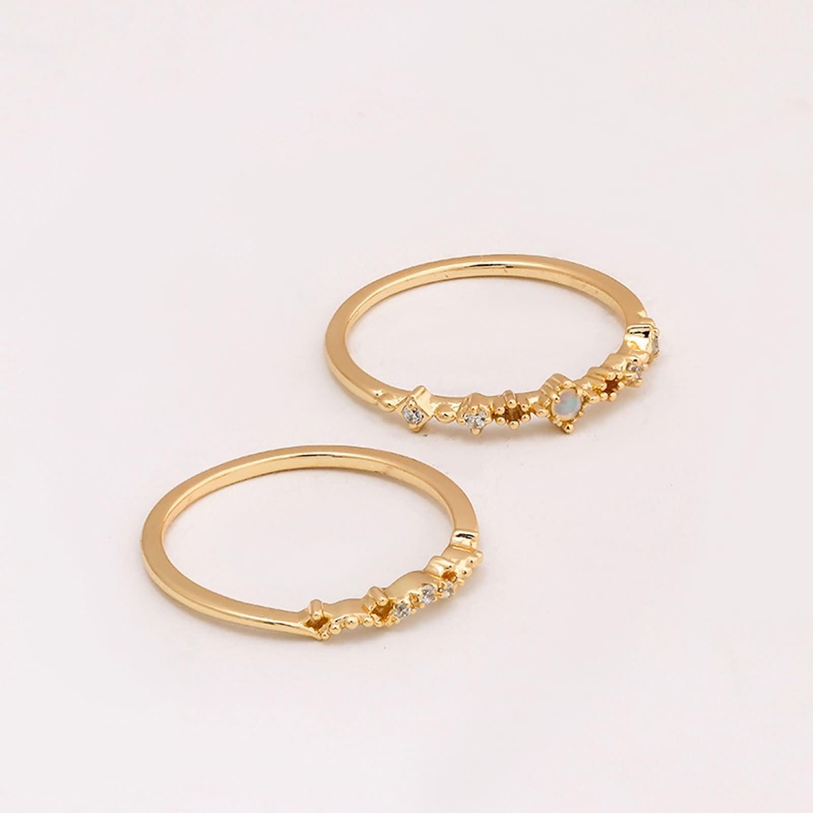 Anelli per partner in oro Au 375/585/750 con opale colorato, anello impilabile, anello nuziale