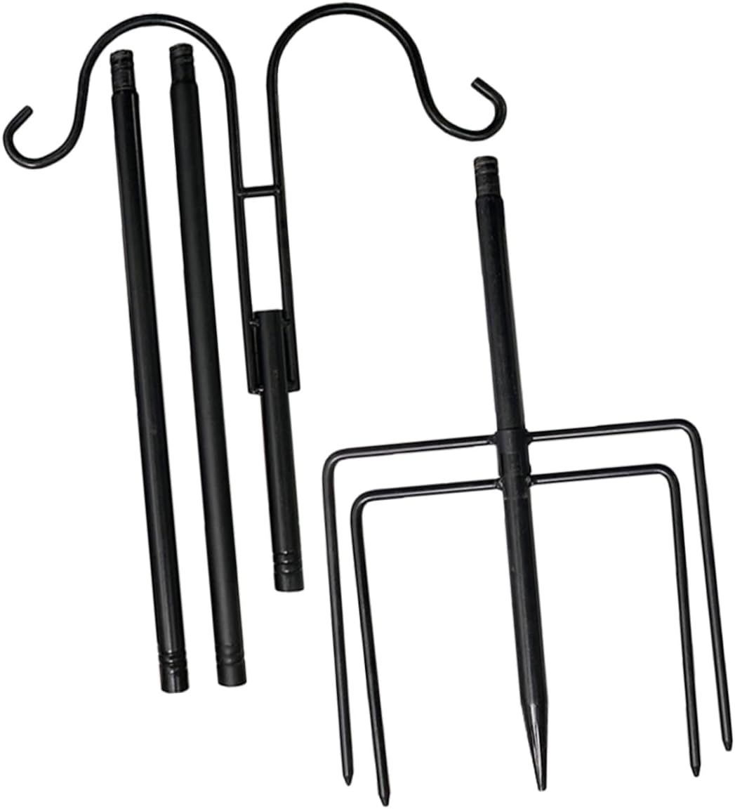 Garden Shepherd Hook Base for Solar Lights Bird Feeders and Hanging Plants Metal Design for Outdoor Weddings and Garden Decor