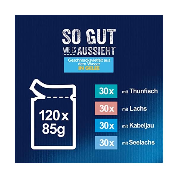 Felix So gut wie es aussieht Katzenfutter nass in Gelee, Fisch Sorten-Mix, 120er Pack (120 x 85g) – Bild 6