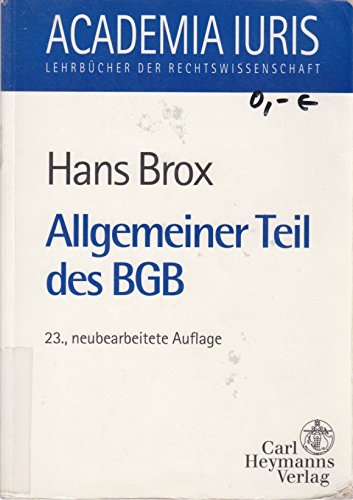Brox Walker Allgemeiner Teil Bgb Allgemeiner Teil des BGB : Amazon.de: Bücher