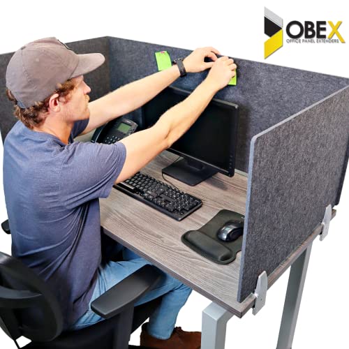 Obex Base Acoustical Desk Mounted Split Screen Privacy Panel Table Top Separator For Office Cubicles, 24" X 42", Shadow #TOP4