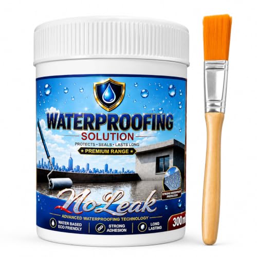 Image of Transparent Waterproofing Solution 300 ml with Brush | Crack Seal Water Leakage Repair Adhesive for Roof Wall Bathroom Tiles Window Gaps | Indoor Outdoor Sealant Coating