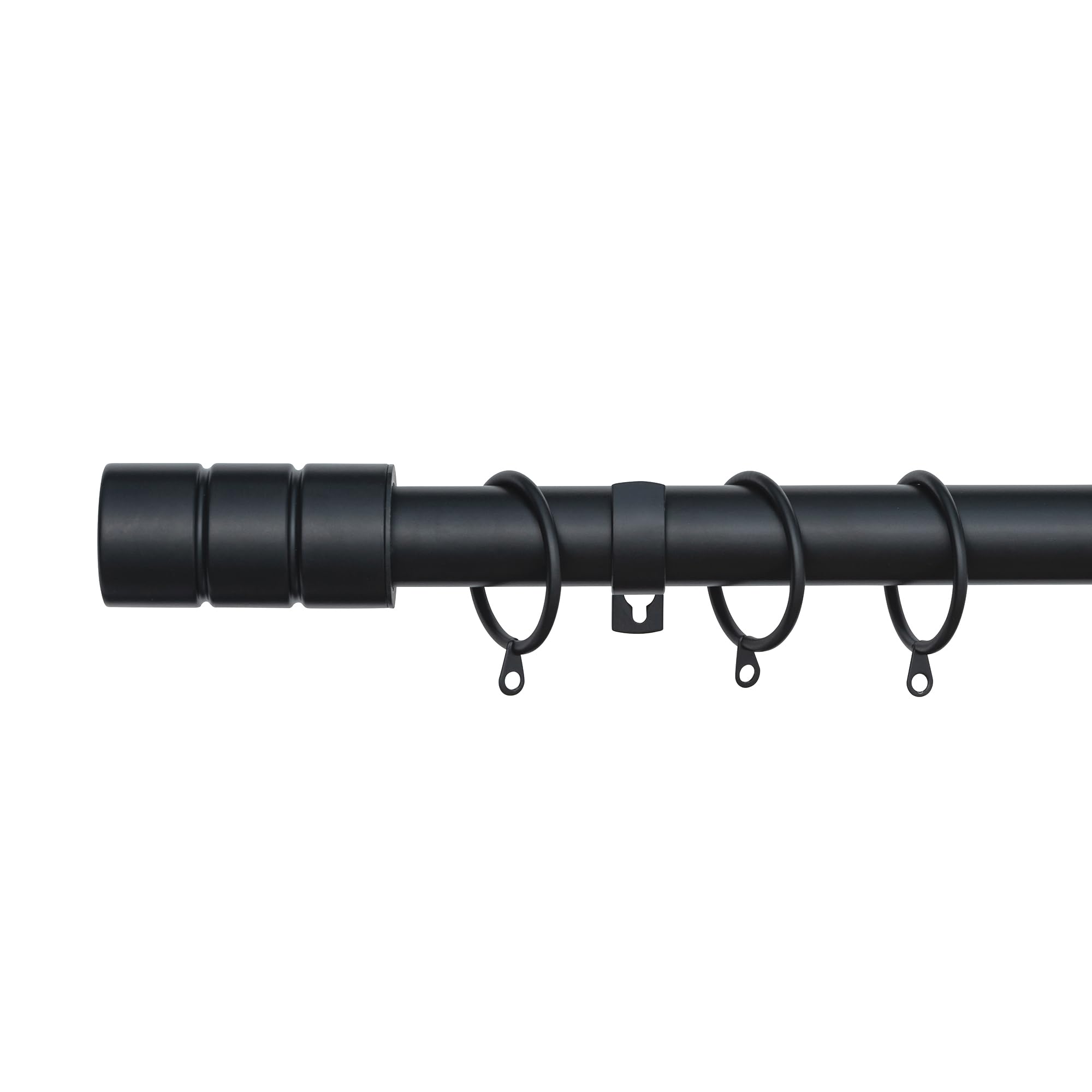 A.Unique Home Plain Barrel Metal Extendable Curtain Pole with Rings and Fittings, In a Variety of Colours and Sizes (25/28mm) (Matte Black, 70cm - 120cm, 28" to 47" Approx)