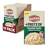 Idahoan Roasted Garlic +Protein Mashed Potatoes, Naturally Gluten-Free, 100% Real Idaho Potatoes, 4 servings per bag, 4.6 ounce (Pack of 10)