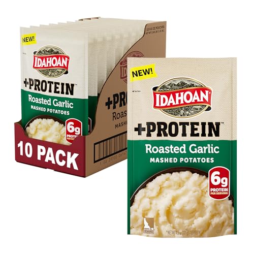 Image of Idahoan Roasted Garlic +Protein Mashed Potatoes | 4.6oz - Pack of 10