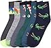 ToBeInStyle Boys' 6 Pack of Everyday Ankle Length Warm Print Crew Socks - Crocodile - 6-8 Years