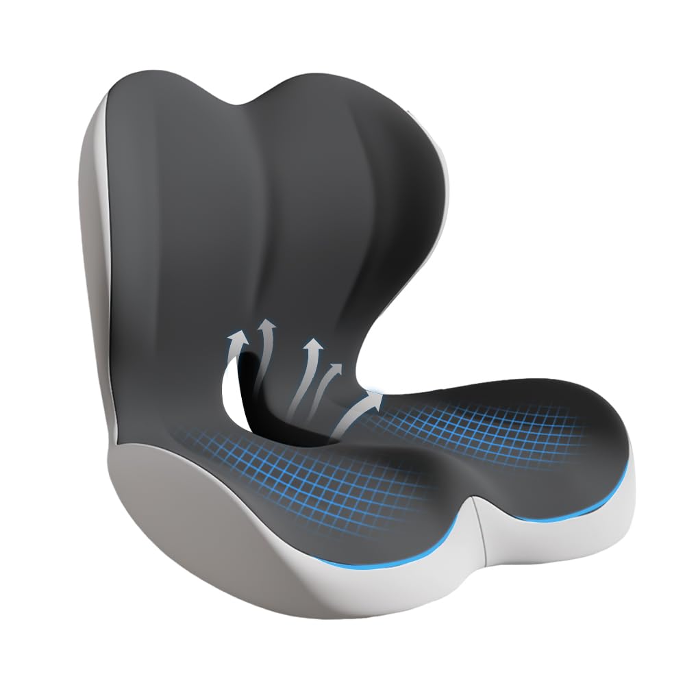 Advanced Slow-Rise Memory Foam Seat Cushion - Orthopedic Coccyx & Lumbar Support Pillow for Tailbone & Back Pain Relief - Lasting Comfort for Office Chair, Car, Truck, Wheelchair - Non-Slip — image 1
