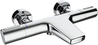 ONECE Badewannenarmatur Thermostat mit Wasserfall Auslauf, Chrom | Thermostat Duscharmatur mit 38°C Sicherheitssperre | ür Badewanne und Dusche | Thermostatbatterie