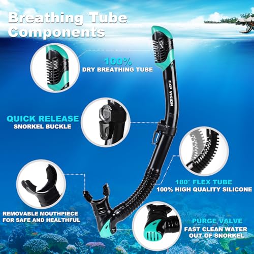 Image of Adult Pano 3 Scuba Diving Mask, Tempered Glass Snorkel Mask Anti-Fog Swim Mask No Leakage Swim Goggles with Nose Cover Snorkeling Gear for Snorkeling, Freediving, Swimming