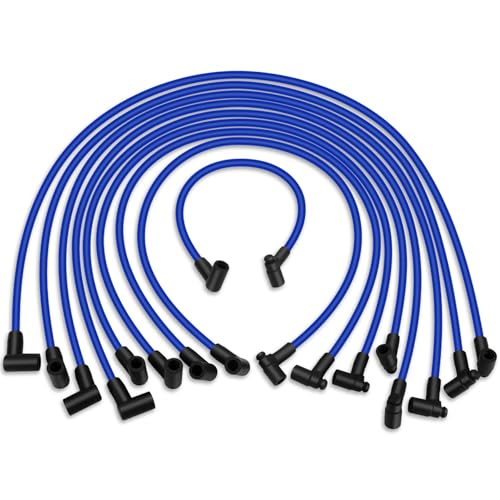 X4XZ 64602 High Performance Low Resistance 8mm Spark Plug Wire Set for 1974-1988 Chevy/GM SBC 305 350 400 Engine HEI 90 deg Spark Plug Wire Replace# 64602 (Set of 9)