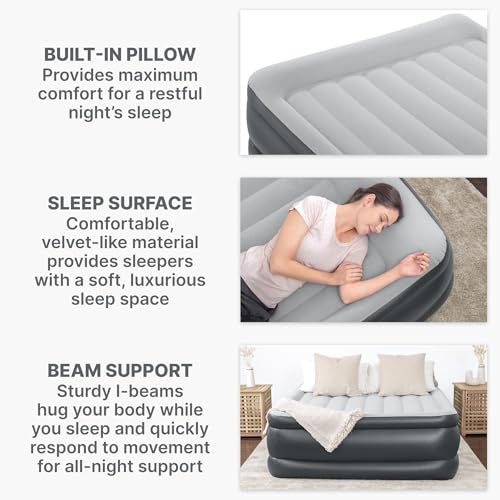 Image of SLEEPLUX Durable Inflatable Air Mattress with Built-in Pump, Pillow and USB Charger, 22 inch Tall Queen
