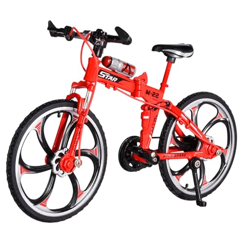 Image of FunBlast Vintage Mini Metal Bicycle - 1:8 Die-Cast Realistic Mount Bike Model, Retro Alloy Classical Cycle Toy for Desktop Ornament, Home Decor, Scene Model (Red)
