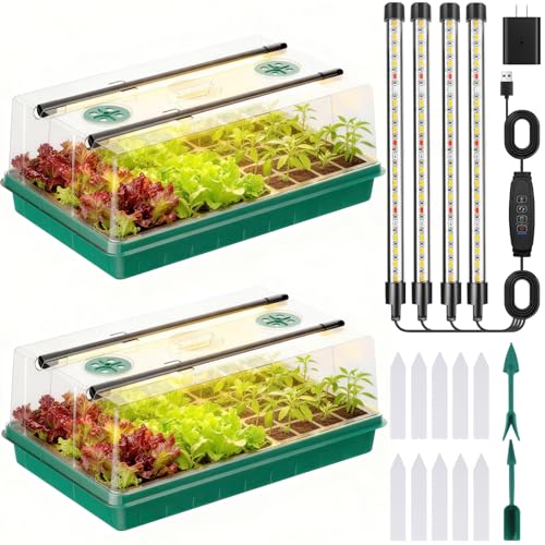 Seed Starter Tray Seed Starter Kit with Grow Lights Color Change Grow Lights for Seed Starting Kit 3 Timming Set Indoor Plant Growing Kit for Gardeners Germination Trays Kits Gardening Gifts