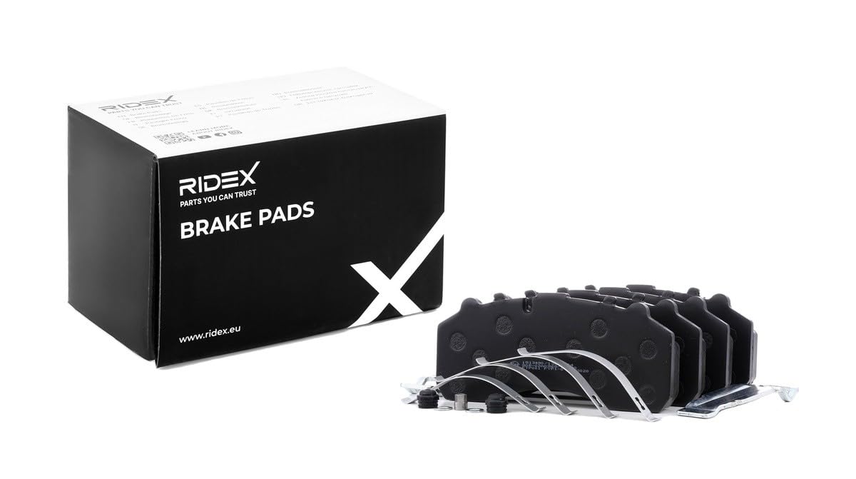 RIDEX 402B0756 Set d'assale Kit pastiglie freni anteriore e Posteriore con materiale di fissaggio Compatibilità con MERCEDES-BENZ Citaro O 530
