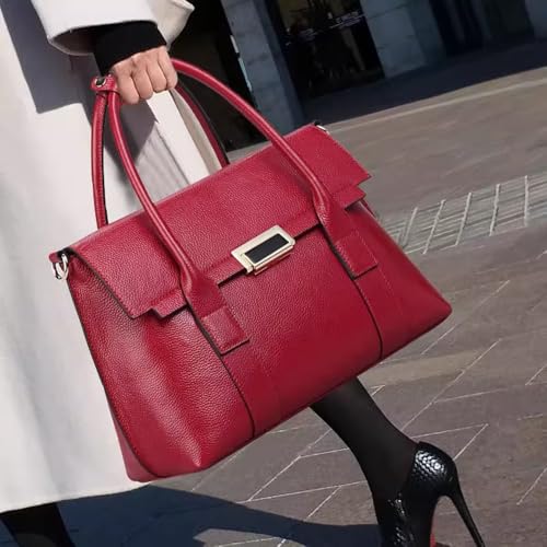 A4 Folder 12 Inch Commute Briefcase For Women Handbags Genuine Leather Tote Purses Shoulder Crossbody Bag Satchel For Ladies3