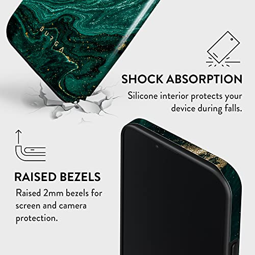 Burga Phone Case Compatible With Iphone 14 Pro Max - Wireless Charging Compatible, Hybrid 2-Layer Hard Shell + Silicone Protective Case, Heavy Duty Protection, Slim Fit, Shock-Absorbent, Emerald Pool #TOP4
