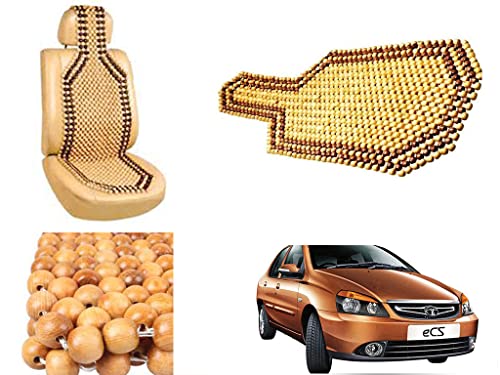 Image of Car Bead Seat Wooden Beads Cushion Cover Pad for Tata Indigo CS, Acupressure Sitting Seat Cover | Cream Color - Pack of 1