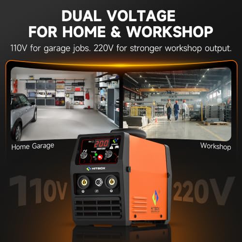 Image of HITBOX 140A MIG Welder Gasless, 110V /220V Dual Voltage Flux Core Welder Flux MIG /Lift TIG /Stick 3 In 1 Synergy MIG Welding Machine With Torch Clamp and 0.8mm Flux Wire