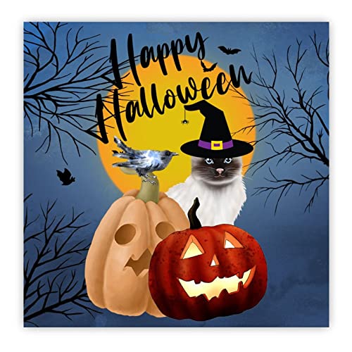 Décoration murale rétro suspendre citrouille chat bois Halloween 40cm
