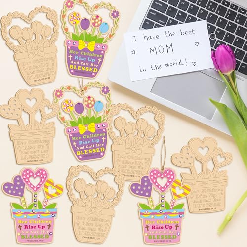 BeYumi Mother's Day Craft Kit - DIY Wooden Flower Pot Ornaments with Code - Image 4