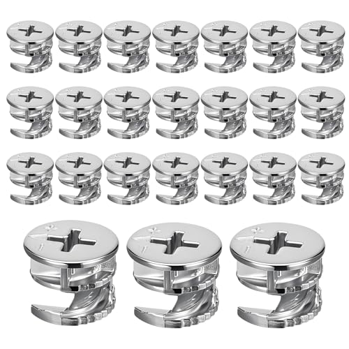 simarro 24 conectores excéntricos para muebles, 15 mm, aleación de zinc, tuerca de cierre de levas, conector para muebles, para armario, cajón, cómoda, armario, unión de placa de muebles