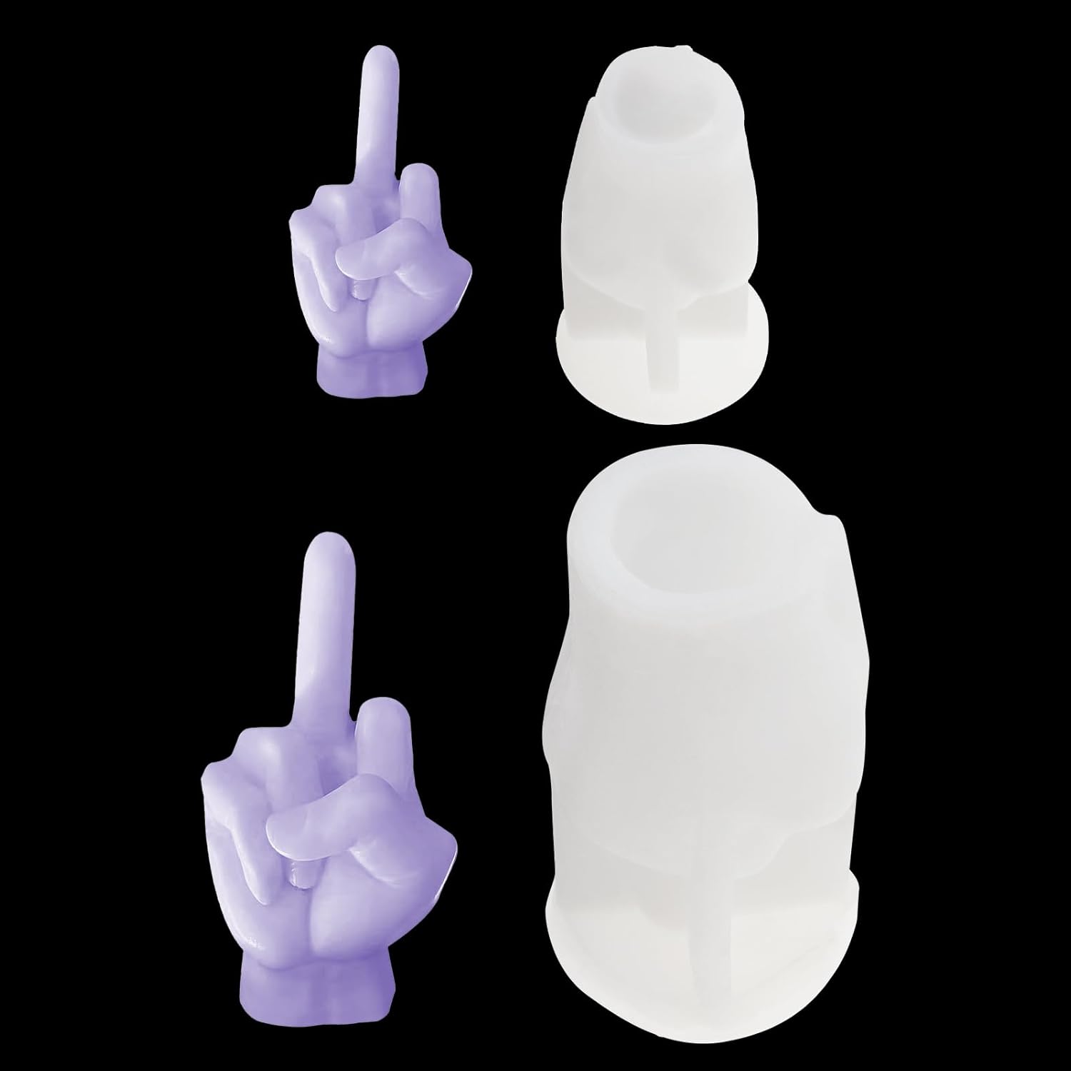 3D Hand Shaped Mold, Middle Finger Gesture Silicone Candle Molds, Resin Casting Pillar Mould, Soap Aromatherapy Home Decorations, Gypsum Clay Crafts Making (3.8 & 7.4 inch, Middle Finger)