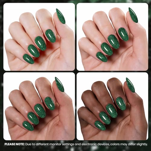 Image of Beetles Green Glitter Gel Nail Polish, 15ML Emerald Green Color Gel