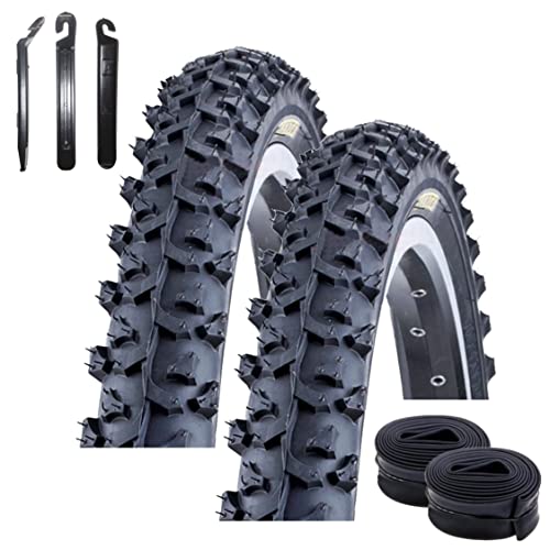 2 x Kenda K-850 MTB Fahrradreifen Fahrradmantel Schwarz 50-406 (20 x 2.0) + AV-Schläuche inkl. Reifenheber