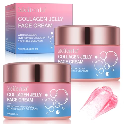 Crema de Colageno en Gelatina - 2PCS Collagen Jelly Cream, Niacinamida y Colageno Hidrolizado Liofilizado - Aumenta la Hidratación y Brinda 24 Horas de Brillo y Lifting Facial