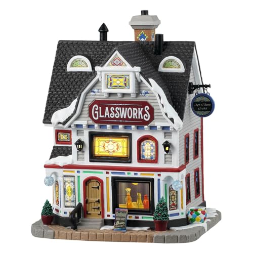 LEMAX Edificio Iluminado LED Glassworks miniatura navideña de porcelana 2