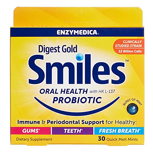 Enzymedica, Digest Gold Smiles, Probiotic Oral Health Support, 30 Quick melt Mints