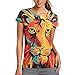 Produktbild Uosliks Damen T-Shirt Rainbow Lion Classic Fit Short Sleeve Crewneck