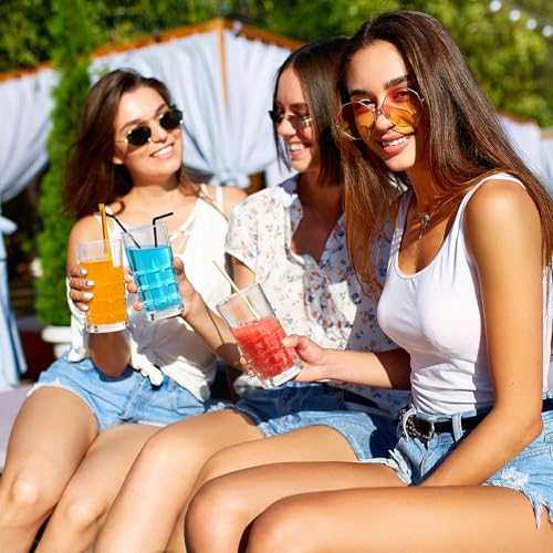 image for Mfacoy Drinking Glasses Set of 12, Clear Glass Cups, Mixed Glassware S