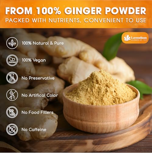 Image of Lavendium, Premium 25oz Ginger Powder, 100% Natural & Pure Ground Ginger Root, Non-GMO, No Preservatives, Plant-Based & Vegan, Perfect for Ginger Tea, Curry, Baking & Smoothies