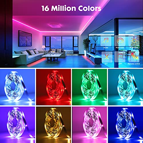 65.6Ft Led Lights For Bedroom,Ultra Long Smart Music Sync Led Strip Lights Bluetooth App Control With 44 Keys Remote ,Rgb Color Changing Led Lights For Room Kitchen Christmas Party Home Decoration #TOP3