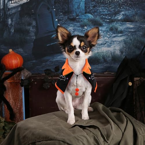 Capa para perro Halloween Luxshiny talla M naranja miniatura 6