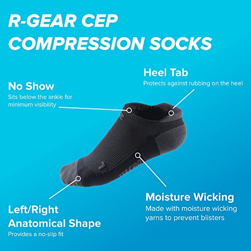 R-Gear CEP Compression Running Socks For Men, No Show, Heel Tab | Breathable, Maintain Blood Circulation | 3 Pack3